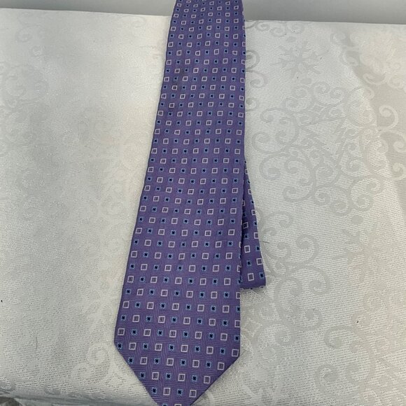 Brooks Brothers 346 Mens Purple Geometric Pattern Silk Tie - Picture 2 of 3